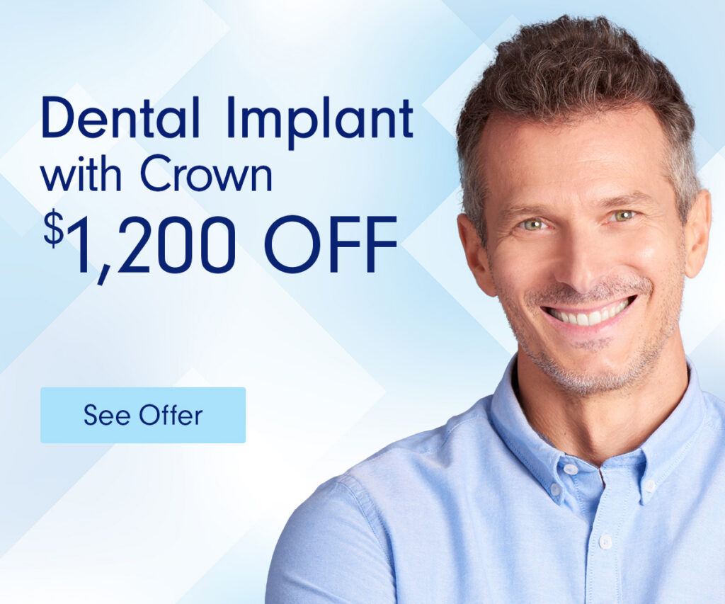 Banner de oferta de implantes dentales por sólo $3,000 en Absolute Dental.